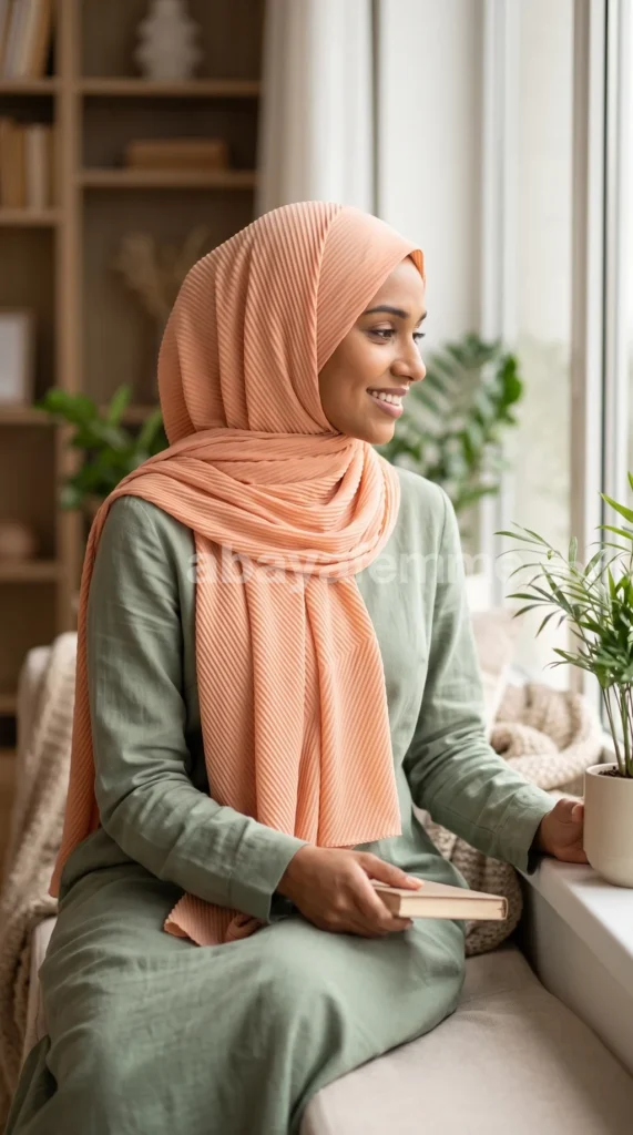 Hijab Plissé Pèche Collection Careena – vue 4