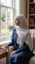 Careena Collection Silver Pleated Hijab - Image 2
