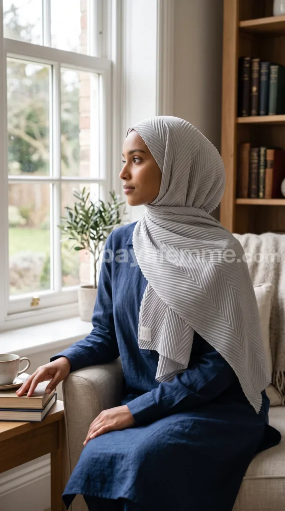 Hijab Plissé Collection Careena Silver – vue 1