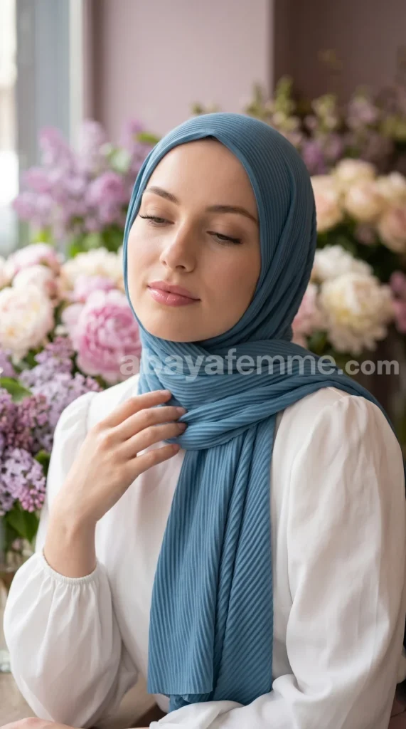 Hijab Plissé Careena Teal – vue 3