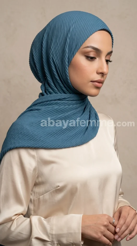 Hijab Plissé Careena Teal – vue 4