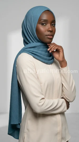 Hijab Plissé Careena Bleu canard