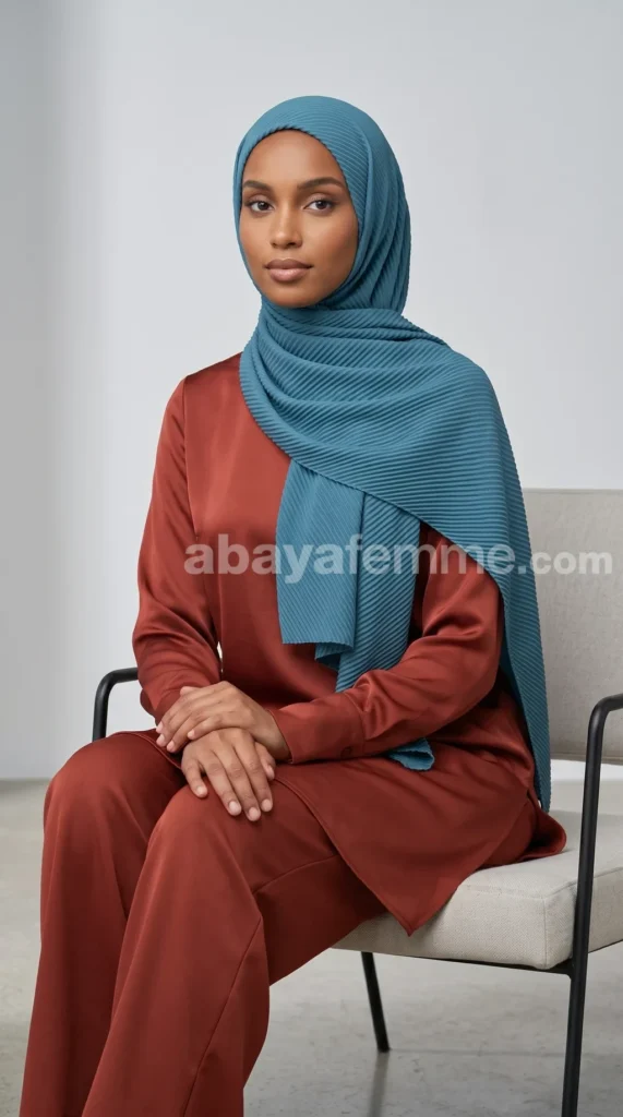 Hijab Plissé Careena Teal – vue 2