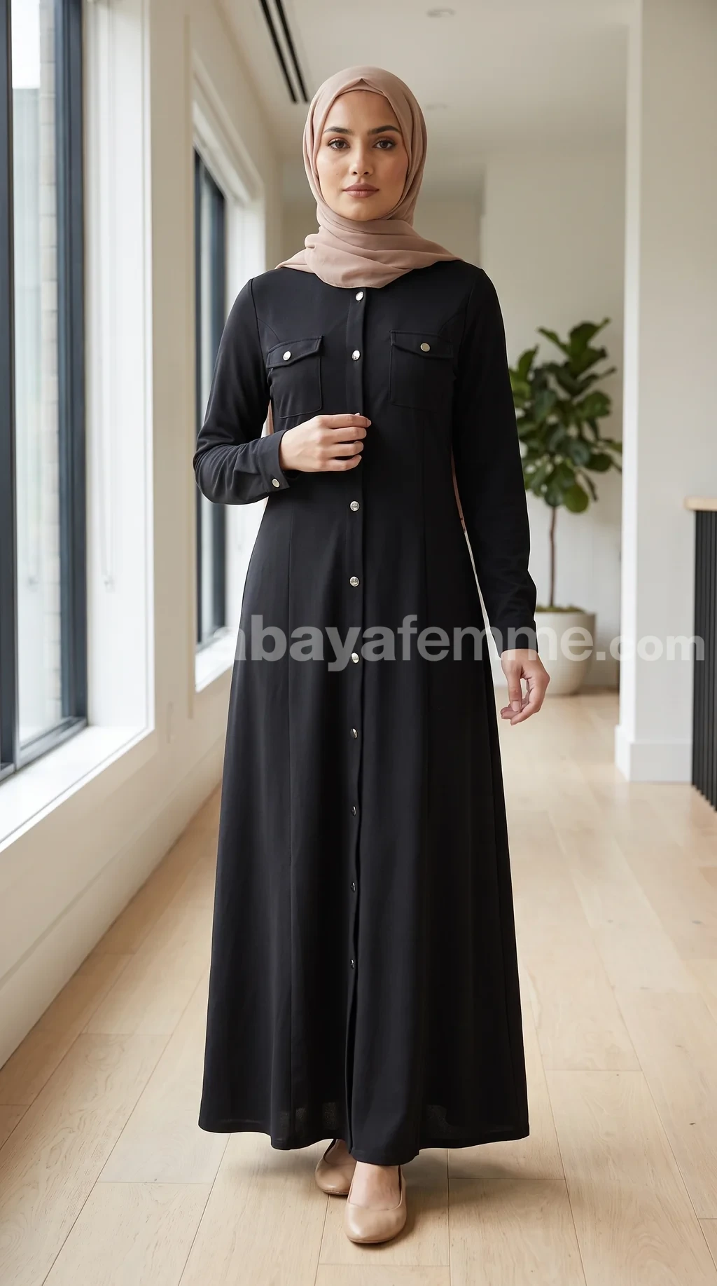 robe-longue-boutonnee-noir
