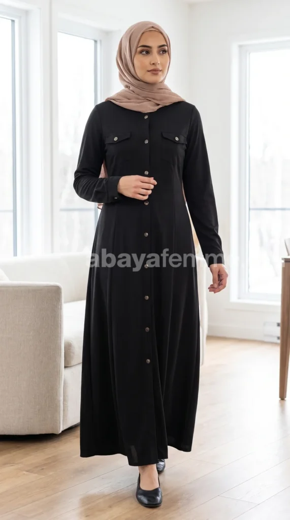 Robe Longue Boutonnée Noir – view 2