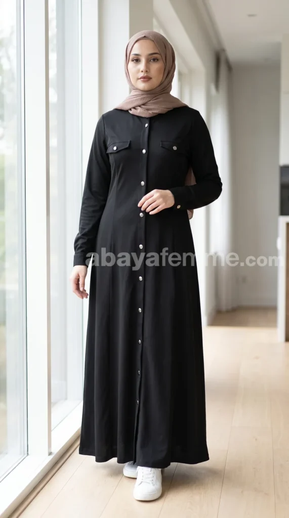 Robe Longue Boutonnée Noir – view 4