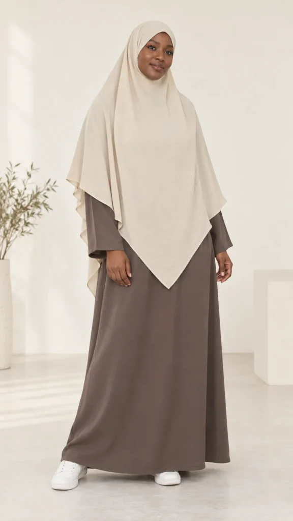 Khimar long beige en jazz