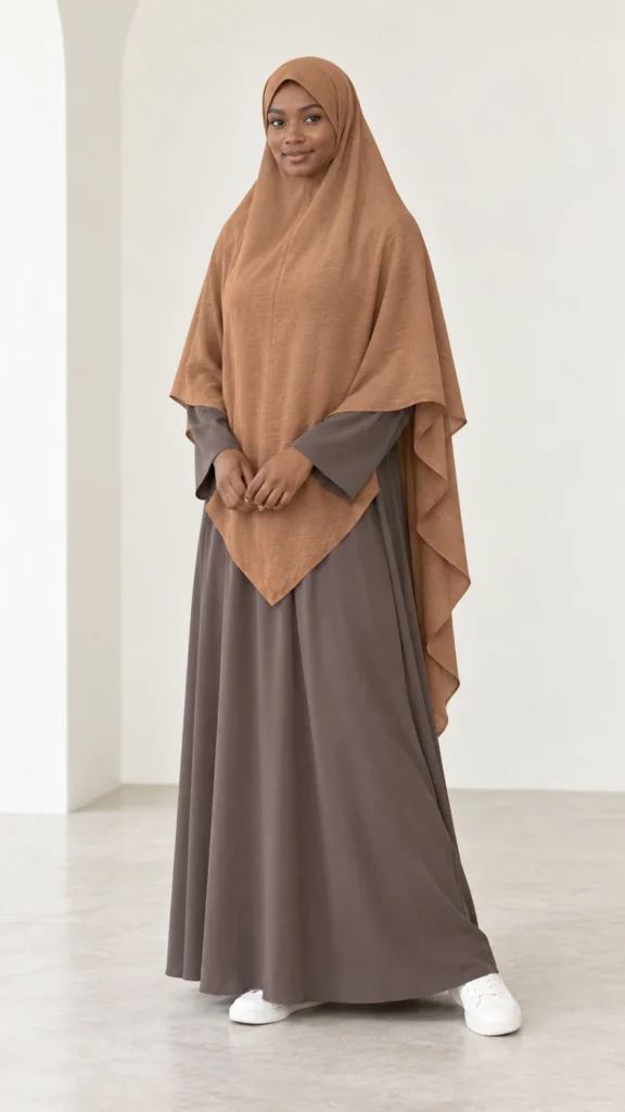 Khimar long en jazz camel